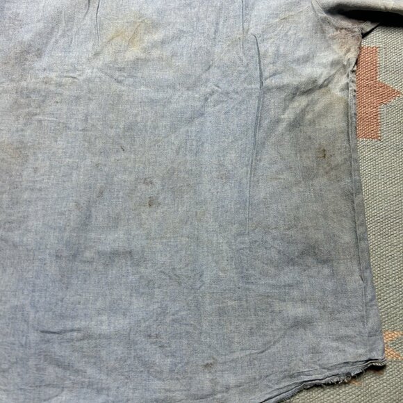 Vintage 1960s chambray work shirt Washington Dee Cee worn stained distressed XL - Picture 15 of 16